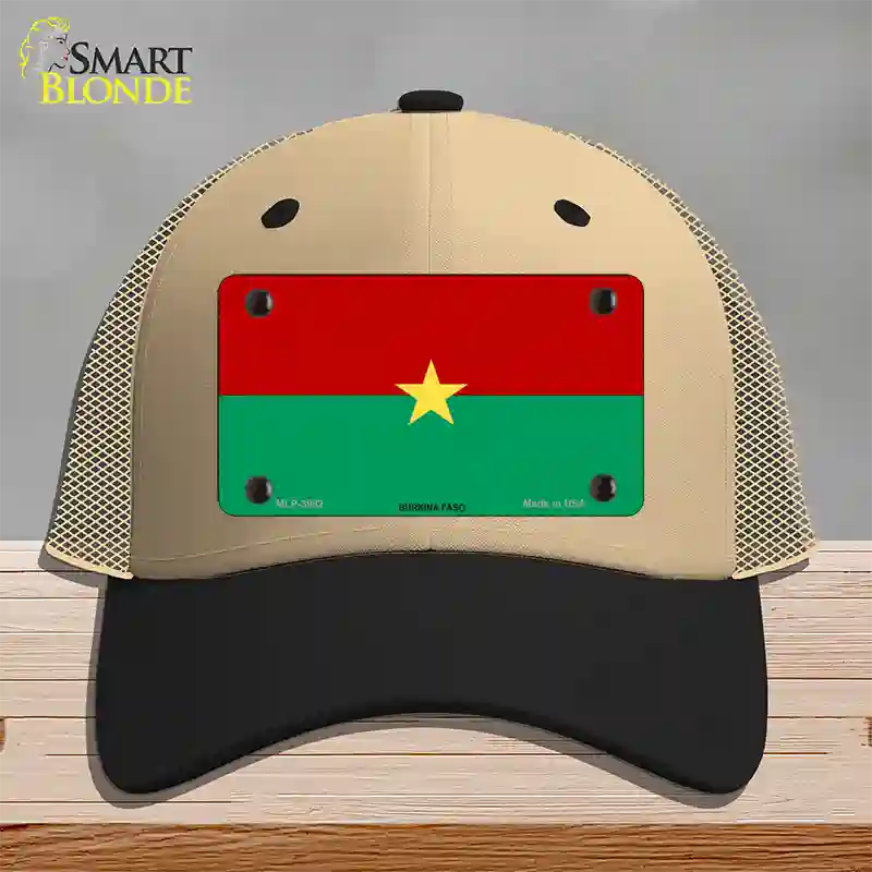 Burkina Faso Flag Novelty License Plate Hat Mesh / Khaki|Black