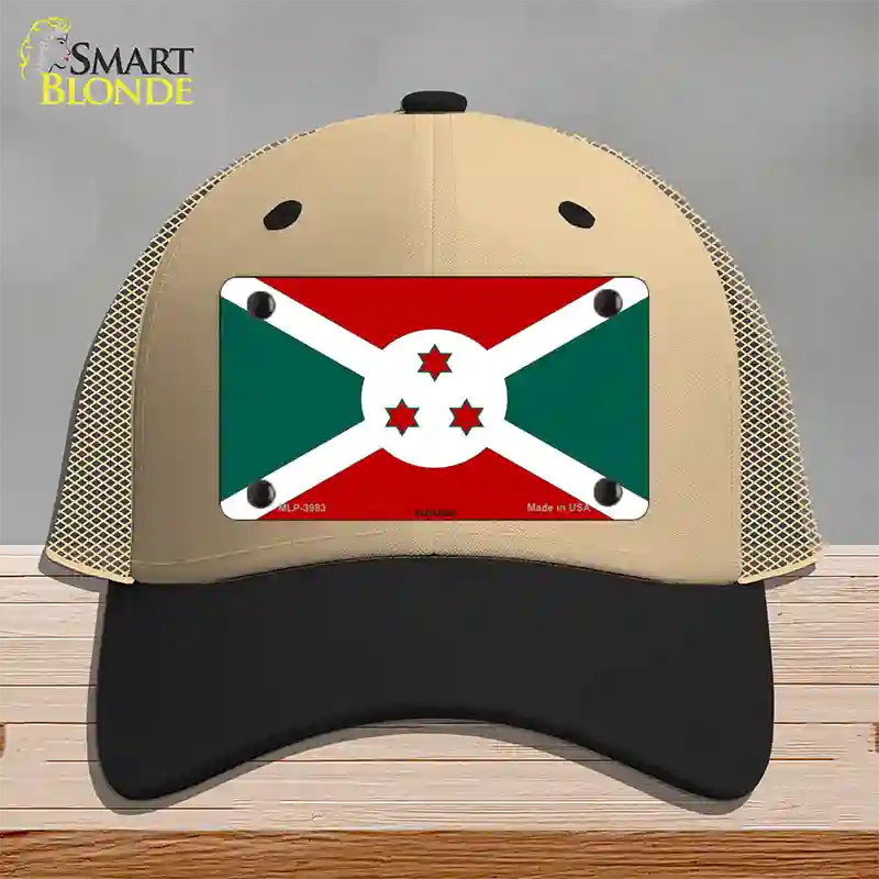 Burundi Flag Novelty License Plate Hat Mesh / Khaki|Black