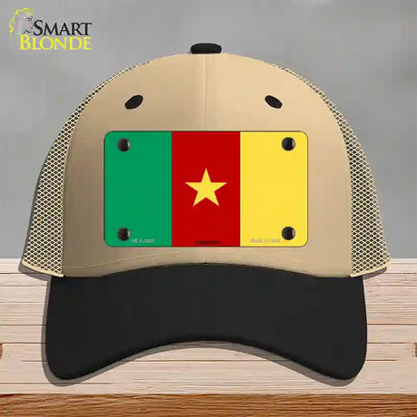 Cameroon Flag Novelty License Plate Hat Mesh / Khaki|Black