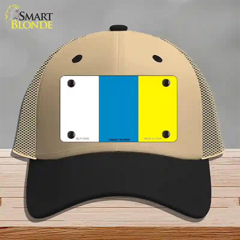 Canary Islands Flag Novelty License Plate Hat Mesh / Khaki|Black