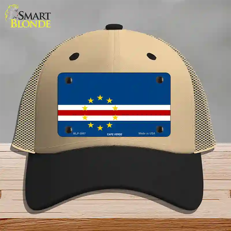 Cape Verde Flag Novelty License Plate Hat Mesh / Khaki|Black