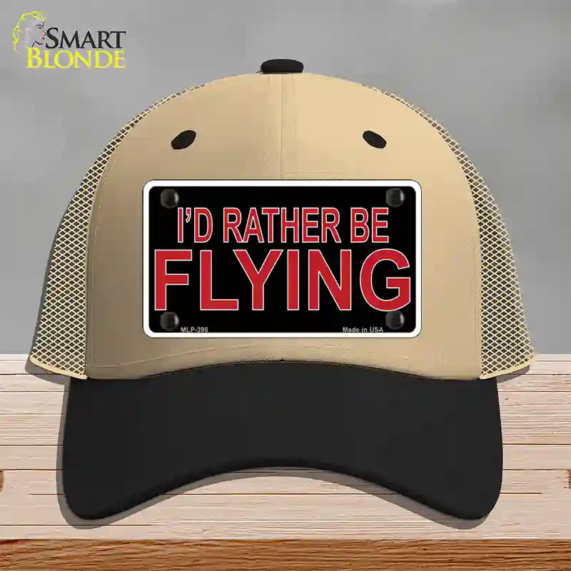 Rather Be Flying Novelty License Plate Hat Mesh / Khaki|Black