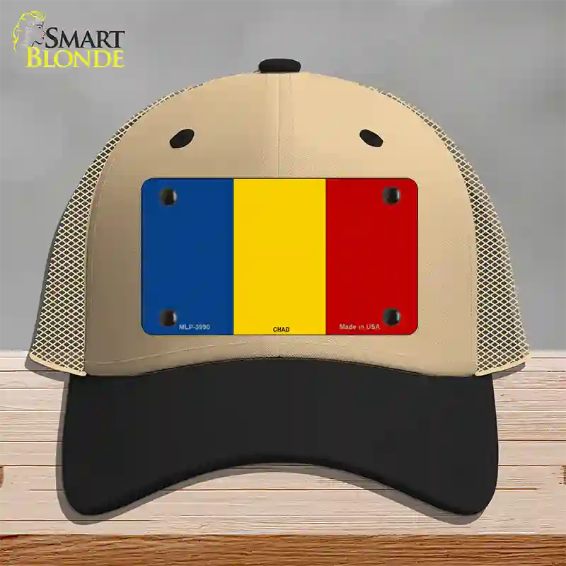 Chad Flag Novelty License Plate Hat Mesh / Khaki|Black