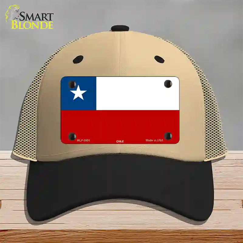 Chile Flag Novelty License Plate Hat Mesh / Khaki|Black