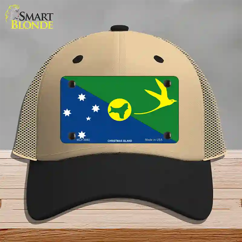 Christmas Island Flag Novelty License Plate Hat Mesh / Khaki|Black