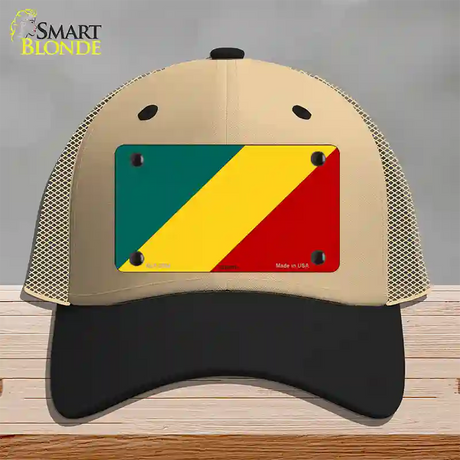 Congo Flag Novelty License Plate Hat Mesh / Khaki|Black