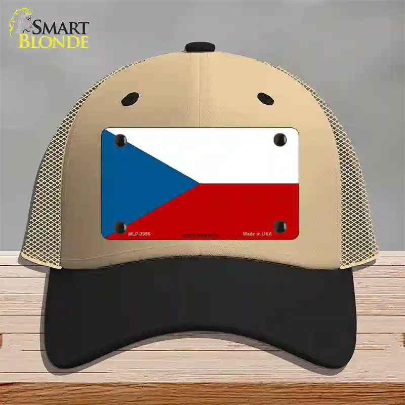 Czech Republic Flag Novelty License Plate Hat Mesh / Khaki|Black