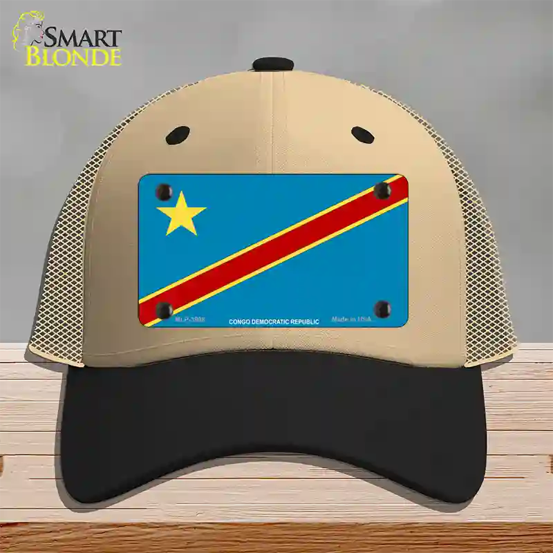 Congo Democratic Republic Flag Novelty License Plate Hat Mesh / Khaki|Black