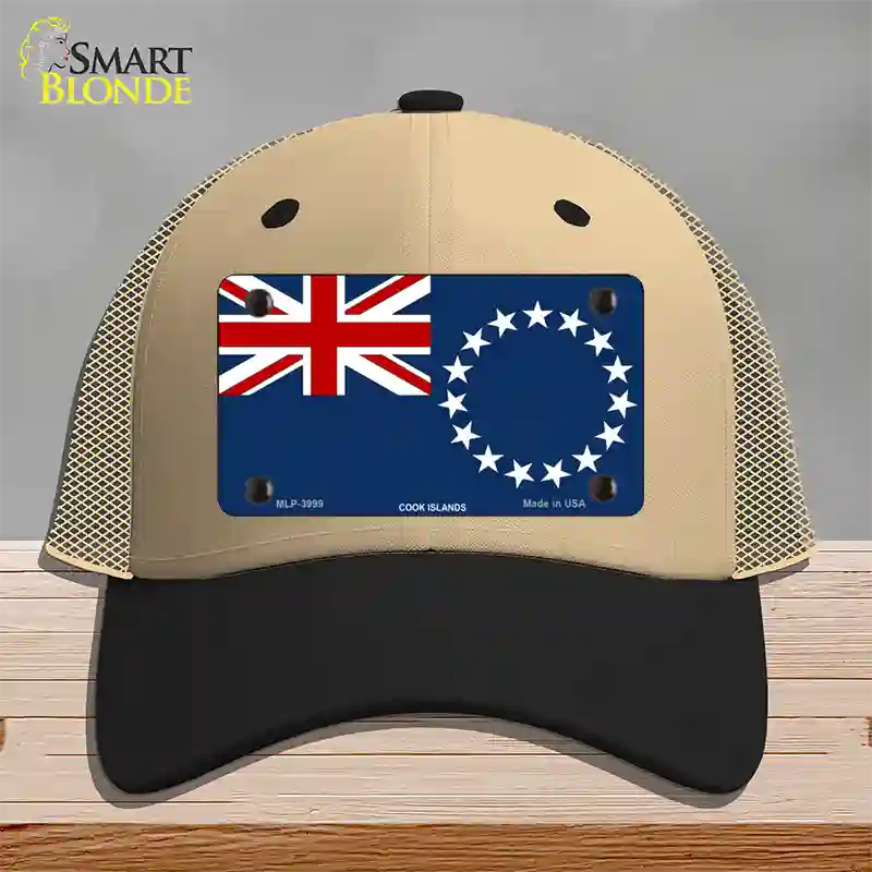 Cook Island Flag Novelty License Plate Hat Mesh / Khaki|Black