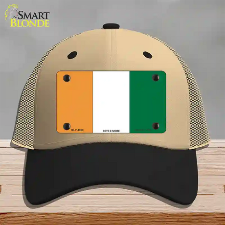 Cote D Ivoire Flag Novelty License Plate Hat Mesh / Khaki|Black