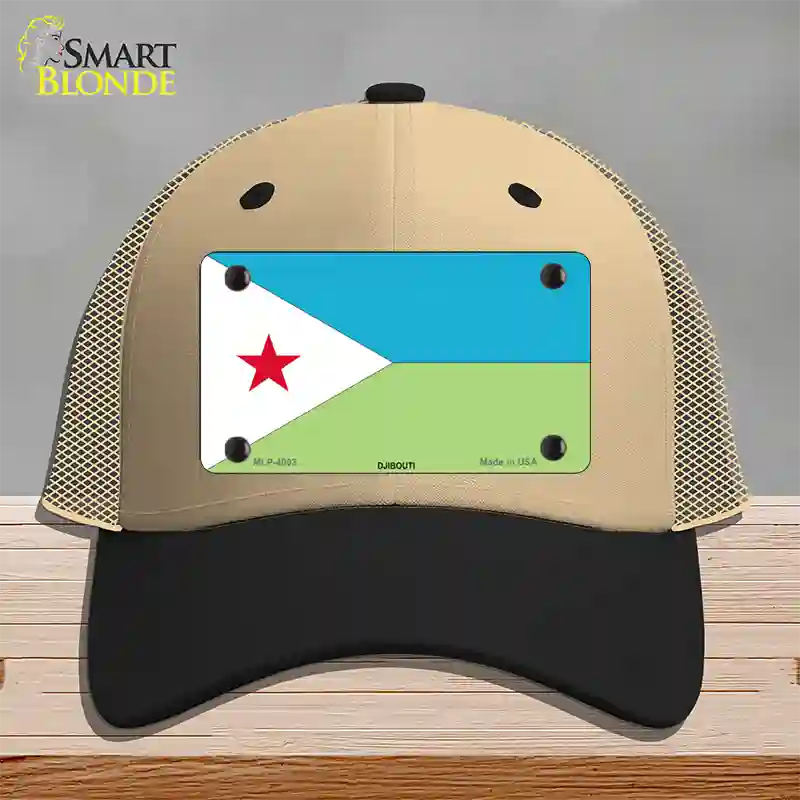 Djibouti Flag Novelty License Plate Hat Mesh / Khaki|Black