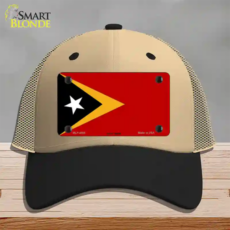East Timor Flag Novelty License Plate Hat Mesh / Khaki|Black
