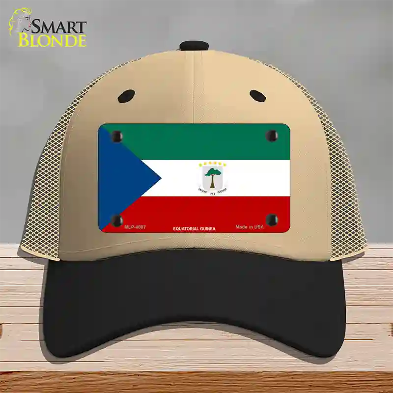 Equatorial Guinea Flag Novelty License Plate Hat Mesh / Khaki|Black