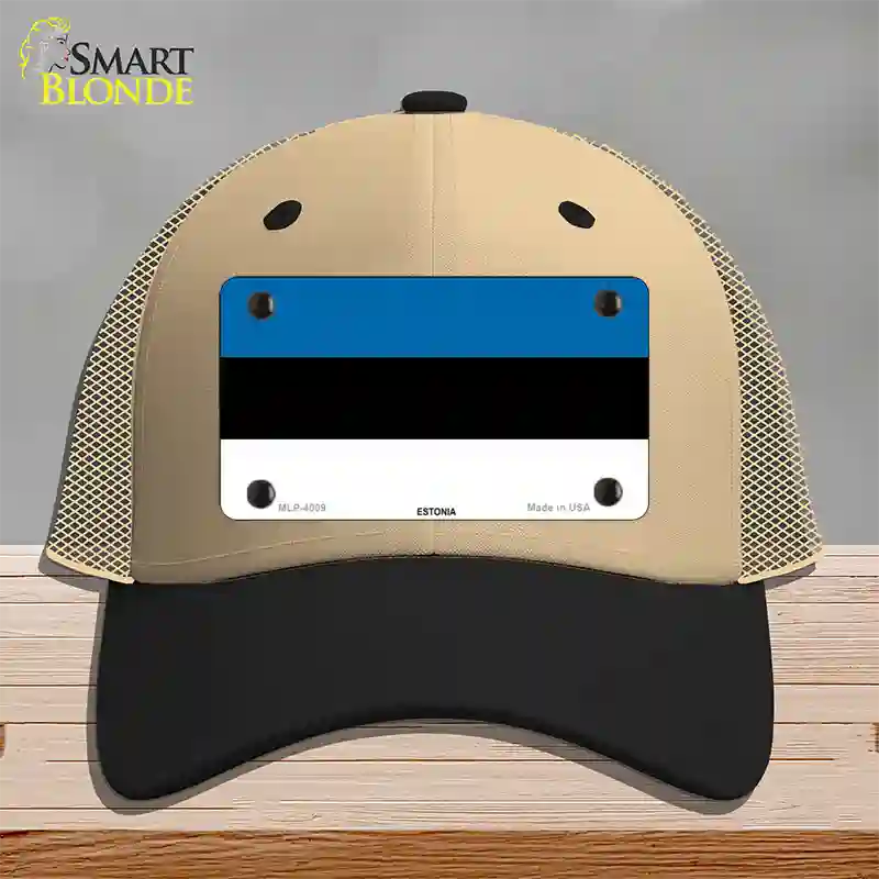 Estonia Flag Novelty License Plate Hat Mesh / Khaki|Black