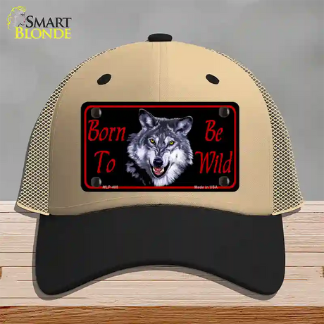 Born To Be Wild Novelty License Plate Hat Mesh / Khaki|Black