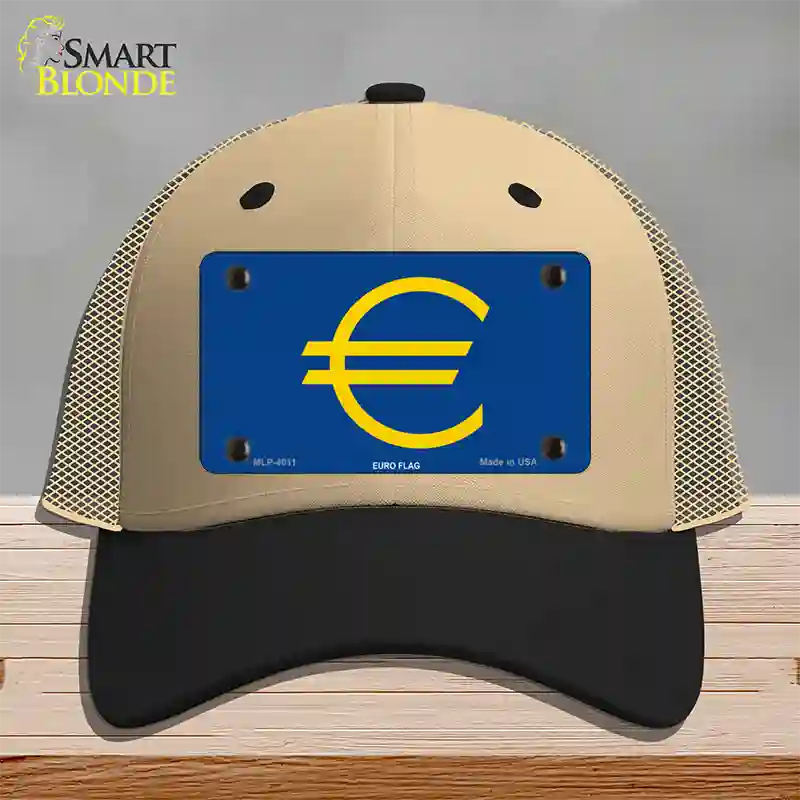 Euro Flag Novelty License Plate Hat Mesh / Khaki|Black