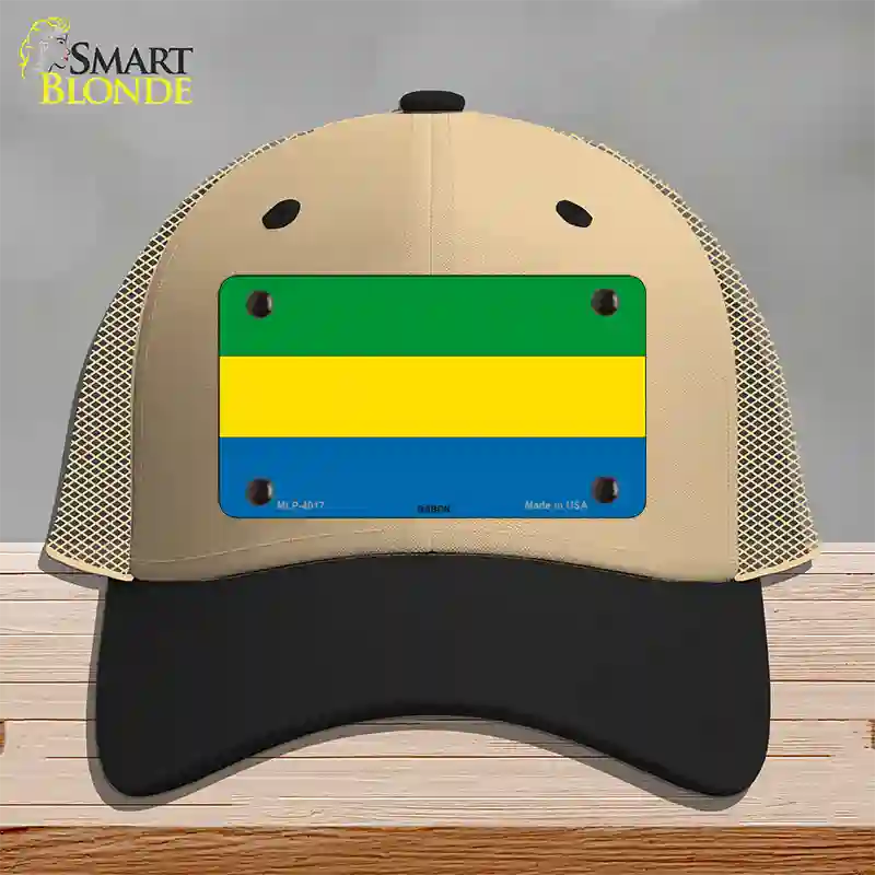 Gabon Flag Novelty License Plate Hat Mesh / Khaki|Black