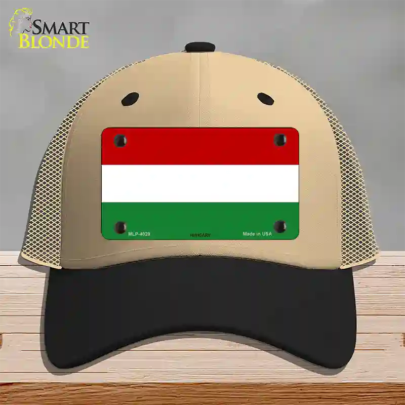 Hungary Flag Novelty License Plate Hat Mesh / Khaki|Black