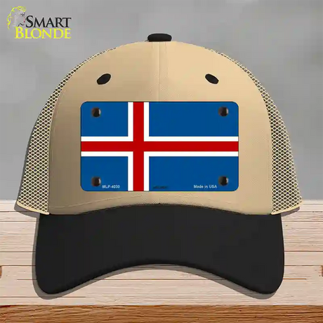 Iceland Flag Novelty License Plate Hat Mesh / Khaki|Black