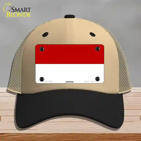 Indonesia Flag Novelty License Plate Hat Mesh / Khaki|Black