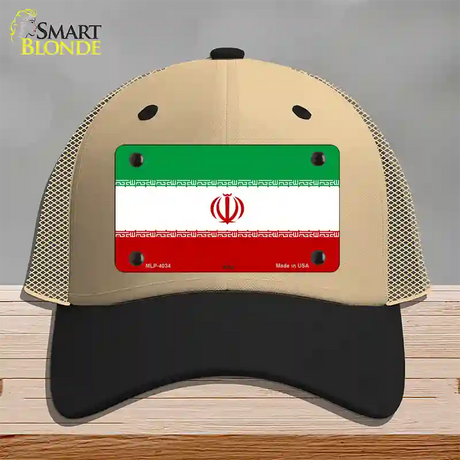 Iran Flag Novelty License Plate Hat Mesh / Khaki|Black