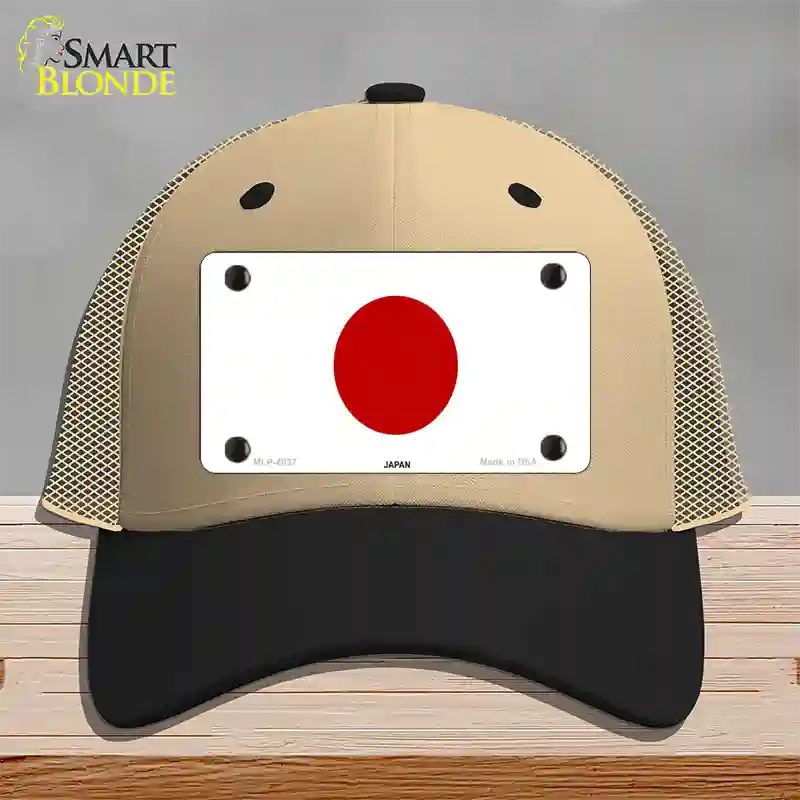 Japan Flag Novelty License Plate Hat Mesh / Khaki|Black