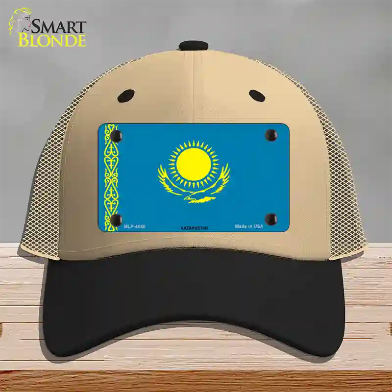 Kazakhstan Flag Novelty License Plate Hat Mesh / Khaki|Black