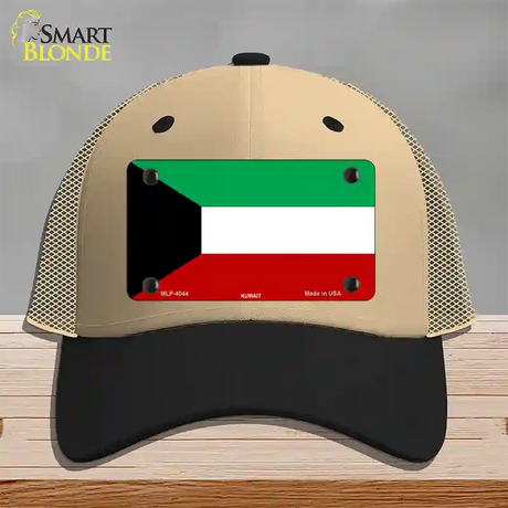 Kuwait Flag Novelty License Plate Hat Mesh / Khaki|Black