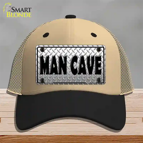 Man Cave Diamond Effect Novelty License Plate Hat Mesh / Khaki|Black