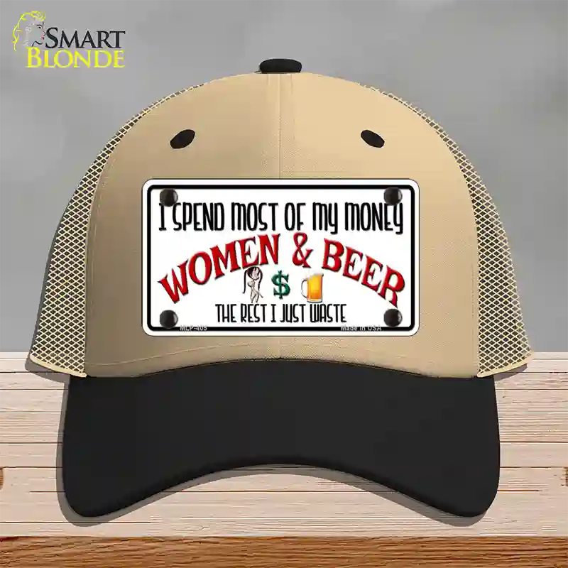 Money On Women And Beer Novelty License Plate Hat Mesh / Khaki|Black