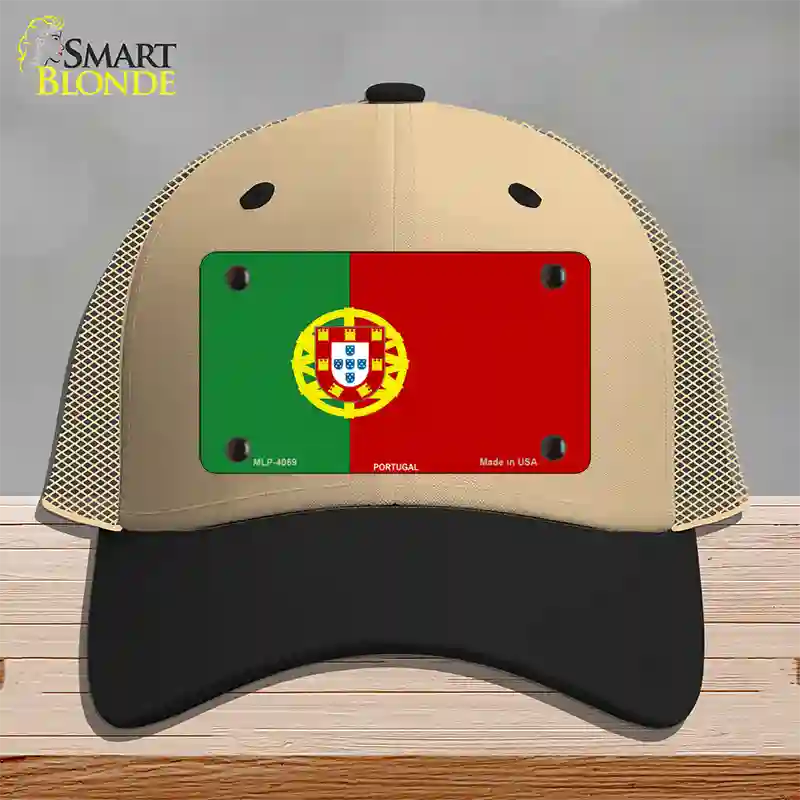 Portugal Flag Novelty License Plate Hat Mesh / Khaki|Black