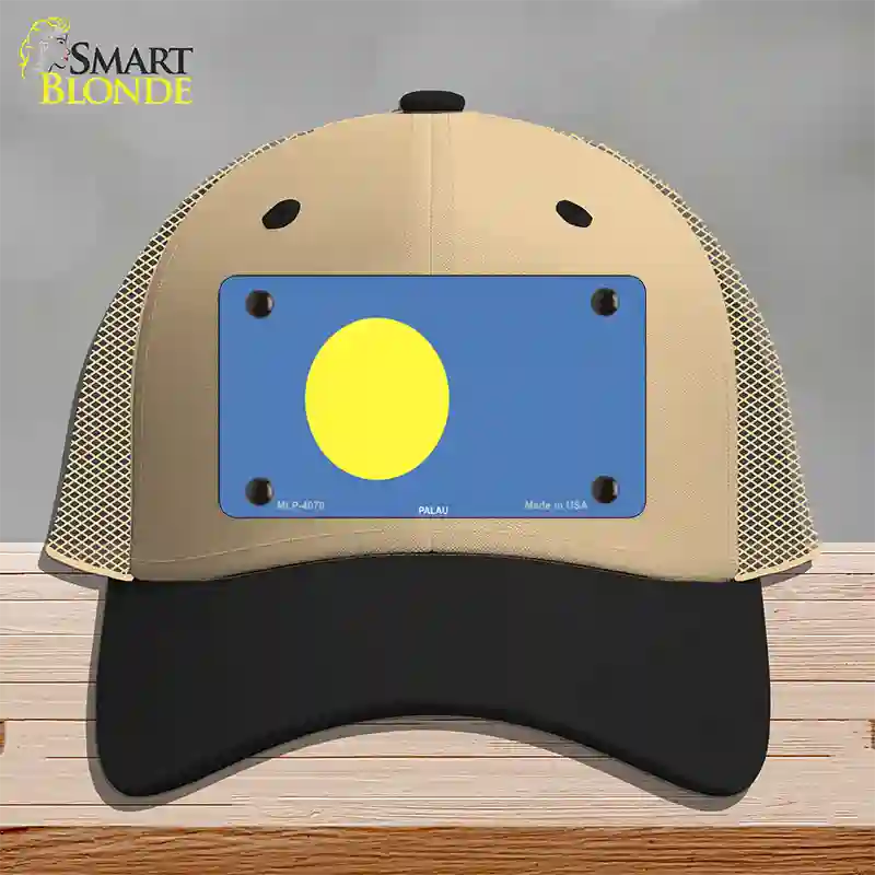 Palau Flag Novelty License Plate Hat Mesh / Khaki|Black