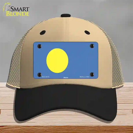 Palau Flag Novelty License Plate Hat Mesh / Khaki|Black