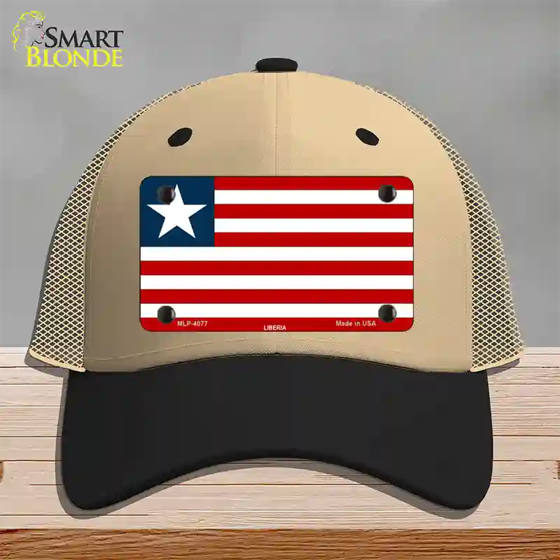 Liberia Flag Novelty License Plate Hat Mesh / Khaki|Black