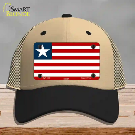 Liberia Flag Novelty License Plate Hat Mesh / Khaki|Black