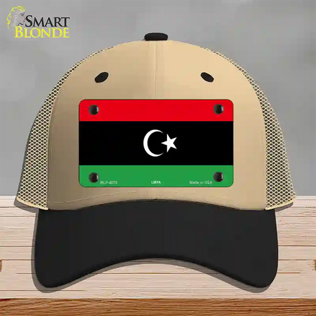 Libya Flag Novelty License Plate Hat Mesh / Khaki|Black