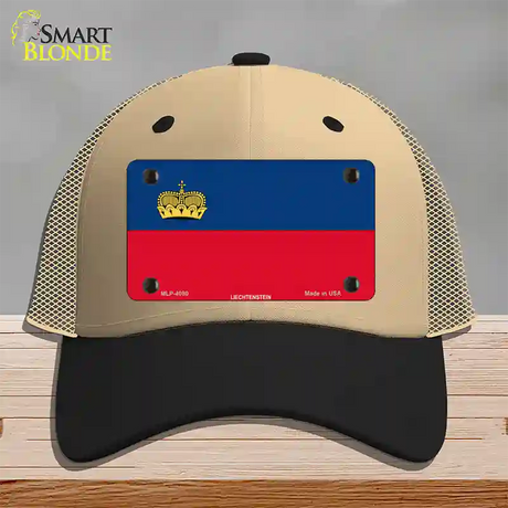 Liechtenstein Flag Novelty License Plate Hat Mesh / Khaki|Black