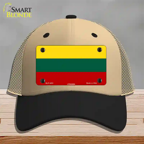 Lithuania Flag Novelty License Plate Hat Mesh / Khaki|Black