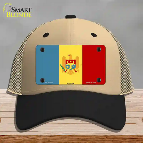 Moldova Flag Novelty License Plate Hat Mesh / Khaki|Black