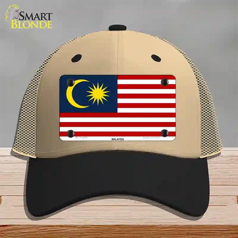 Malaysia Flag Novelty License Plate Hat Mesh / Khaki|Black