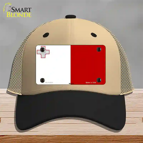 Malta Flag Novelty License Plate Hat Mesh / Khaki|Black