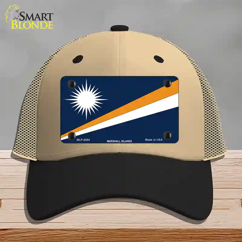 Marshall Islands Flag Novelty License Plate Hat Mesh / Khaki|Black