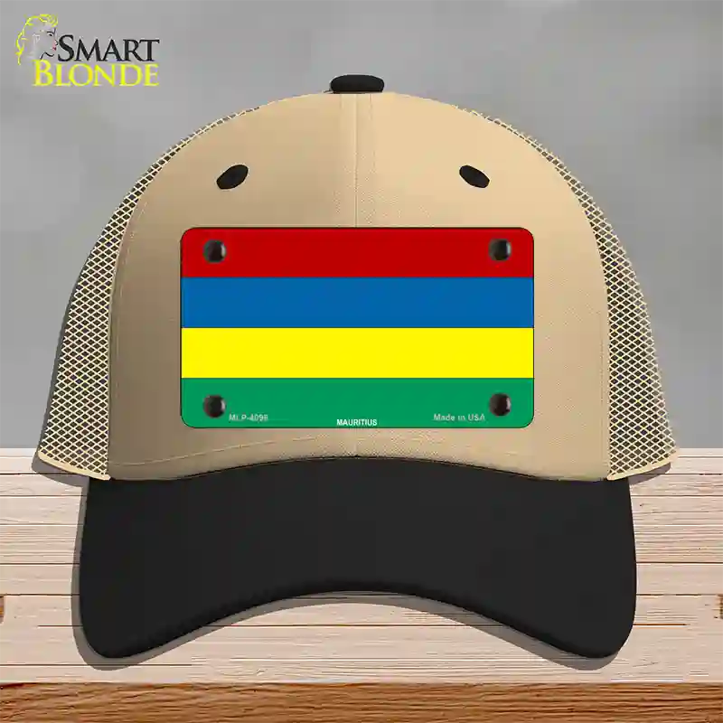 Mauritius Flag Novelty License Plate Hat Mesh / Khaki|Black