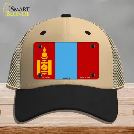 Mongolia Flag Novelty License Plate Hat Mesh / Khaki|Black