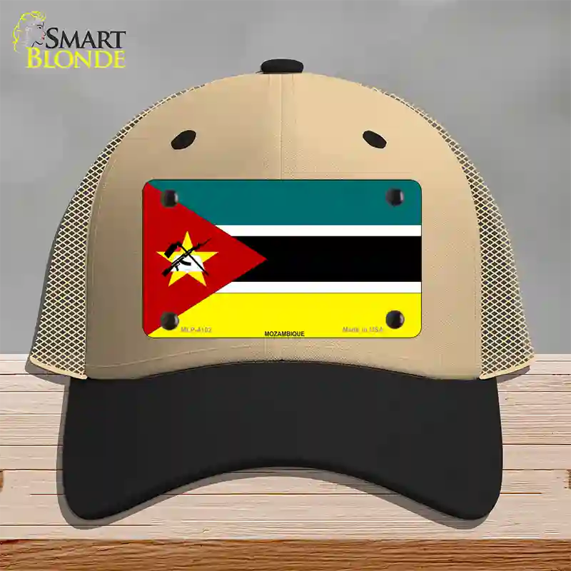 Mozambique Flag Novelty License Plate Hat Mesh / Khaki|Black