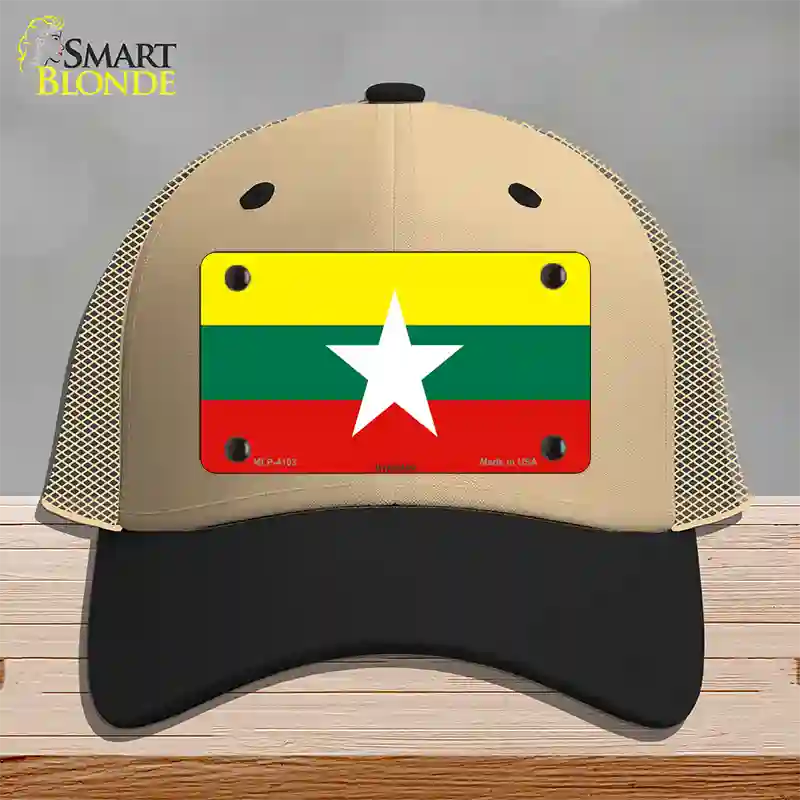 Myanmar Flag Novelty License Plate Hat Mesh / Khaki|Black