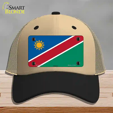 Namibia Flag Novelty License Plate Hat Mesh / Khaki|Black