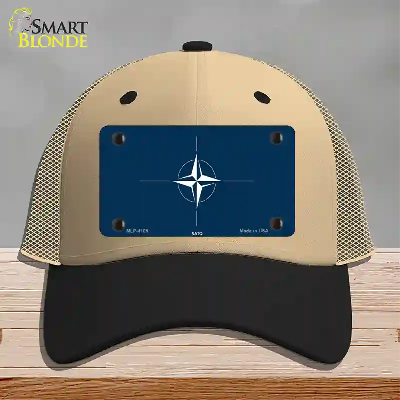 Nato Flag Novelty License Plate Hat Mesh / Khaki|Black