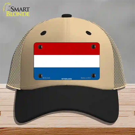 Netherlands Flag Novelty License Plate Hat Mesh / Khaki|Black