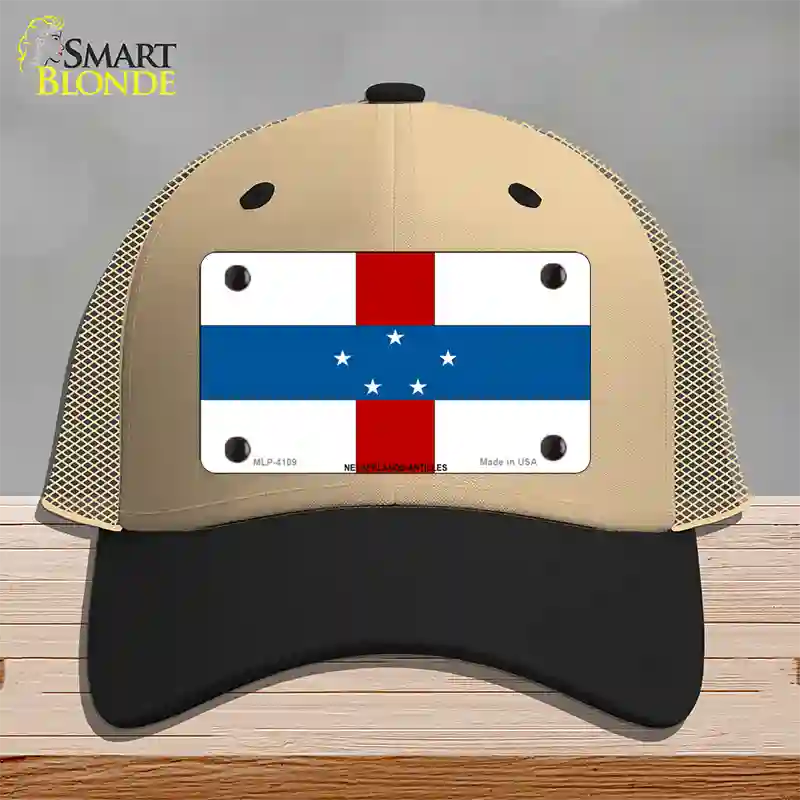 Netherlands Antilles Flag Novelty License Plate Hat Mesh / Khaki|Black